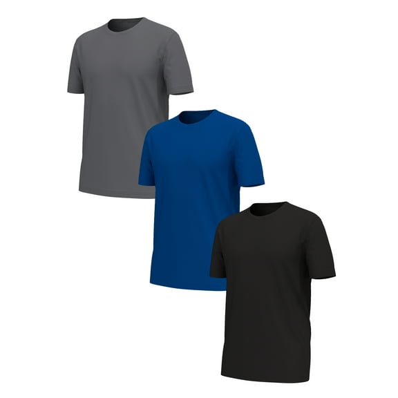 Athletic Works Men's Performance Cotton Crew T-Shirt, 3 Pack