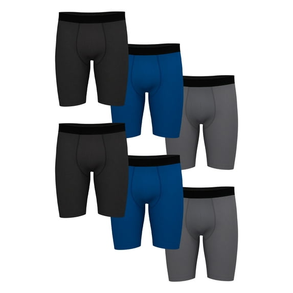 Athletic Works Men's Pro Form Boxer Brief Long Leg, 6 Pack