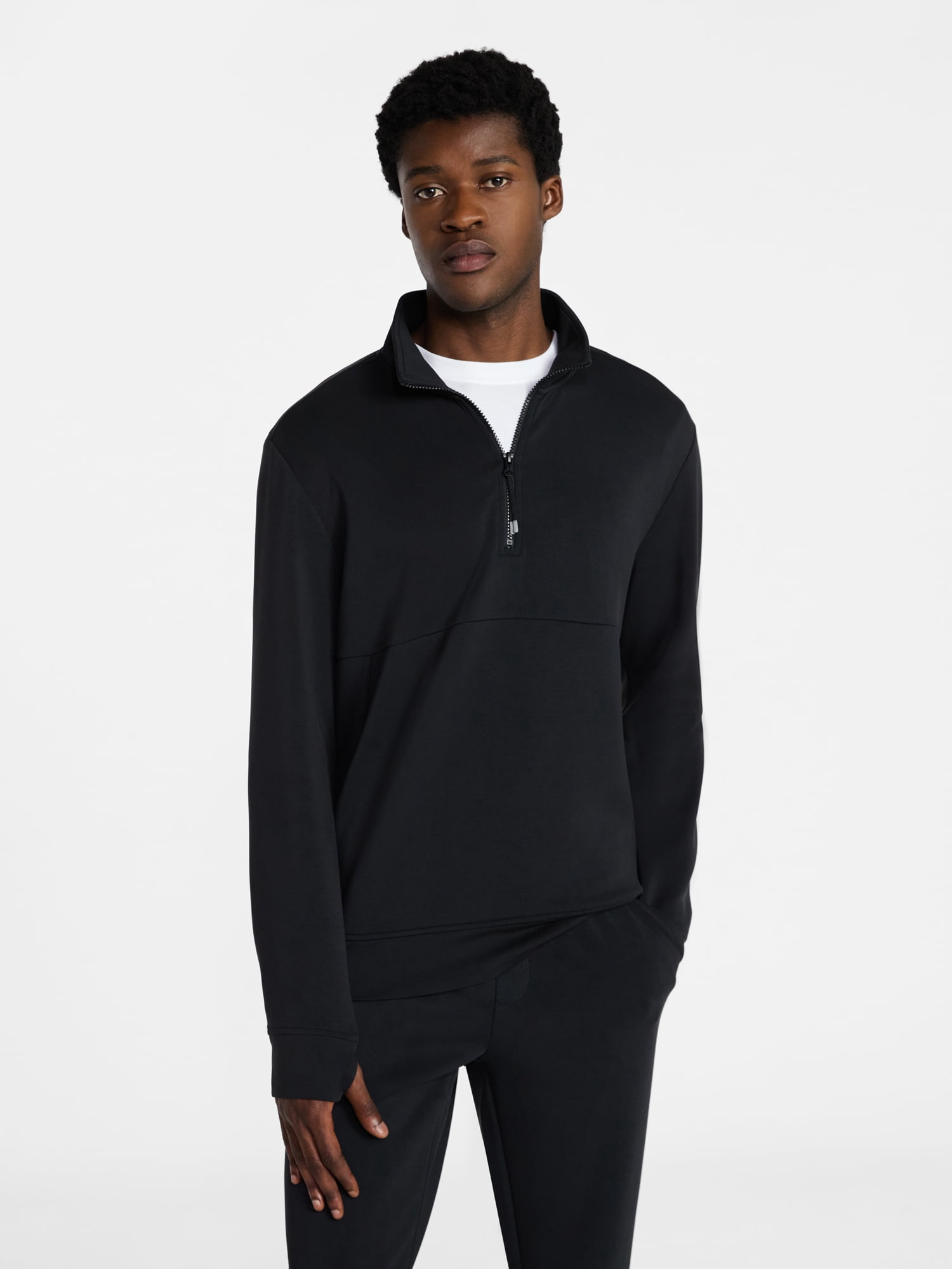Athletic Works Men's Scuba Knit Quarter Zip Sweatshirt, Sizes S