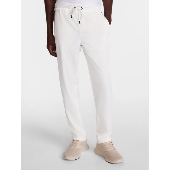 Athletic Works Men's Track Pants, Off-White, S, Recycled Polyester ...