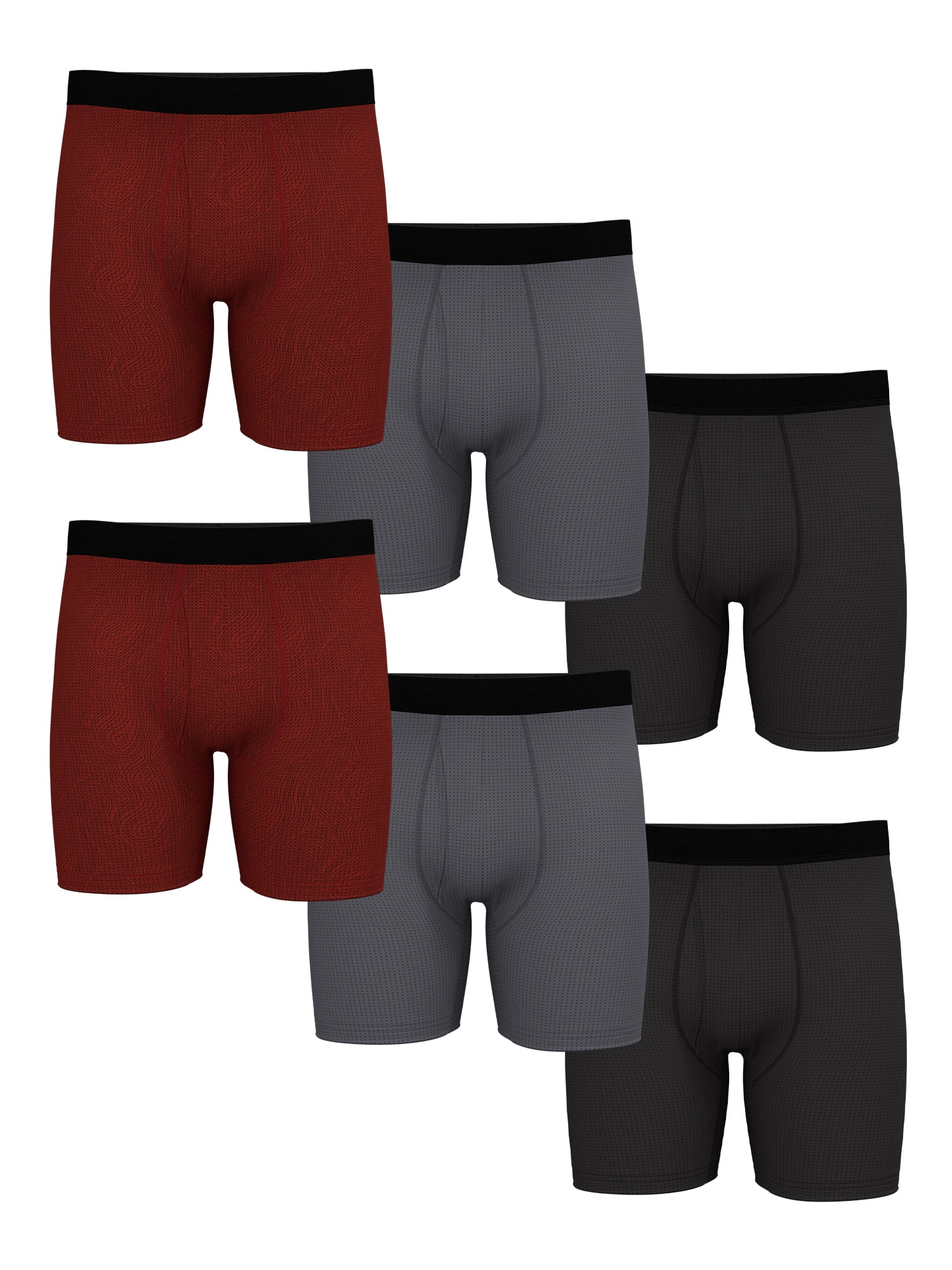 Athletic Works Men's Ultra Lite Mesh Boxer Brief, 6-Pack, Sizes S-3XL