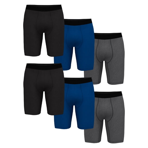 Athletic Works Men's Ultra Lite Mesh Long Leg Boxer Brief, 6-Pack, Sizes S-3XL