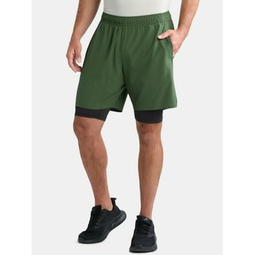 Athletic Works Men's and Big Men's 2 In 1 Perforated Active Shorts, 7" Inseam, Sizes S-3XL