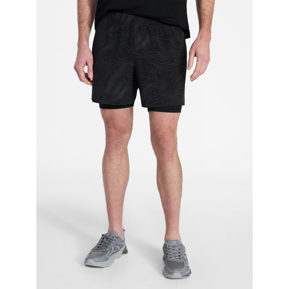 Athletic Works Men's and Big Men's 2 in 1 Gym Shorts with Liner, 6" & 8" Inseams, Sizes S-3XL