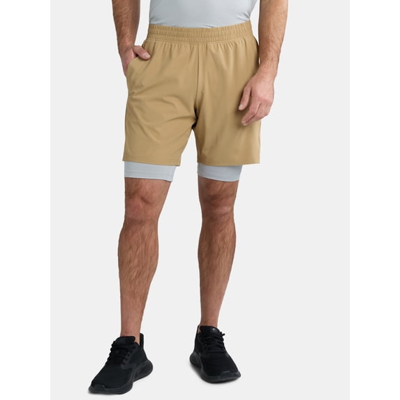 Athletic Works Men's and Big Men's 2 in 1 Gym Shorts with Liner, 6" & 8" Inseams, Sizes S-3XL