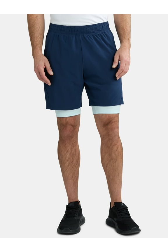 Men's and Big Men's 2 in 1 Gym Shorts with Liner, 6" & 8" Inseams, Sizes S-3XL