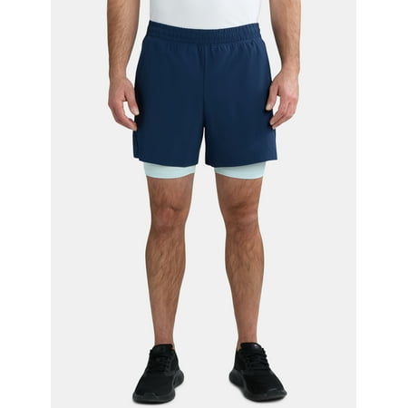 Athletic Works Men's and Big Men's 2 in 1 Gym Shorts with Liner, 6" & 8" Inseams, Sizes S-3XL