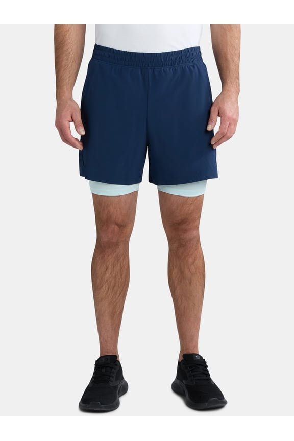 Men's and Big Men's 2 in 1 Gym Shorts with Liner, 6" & 8" Inseams, Sizes S-3XL