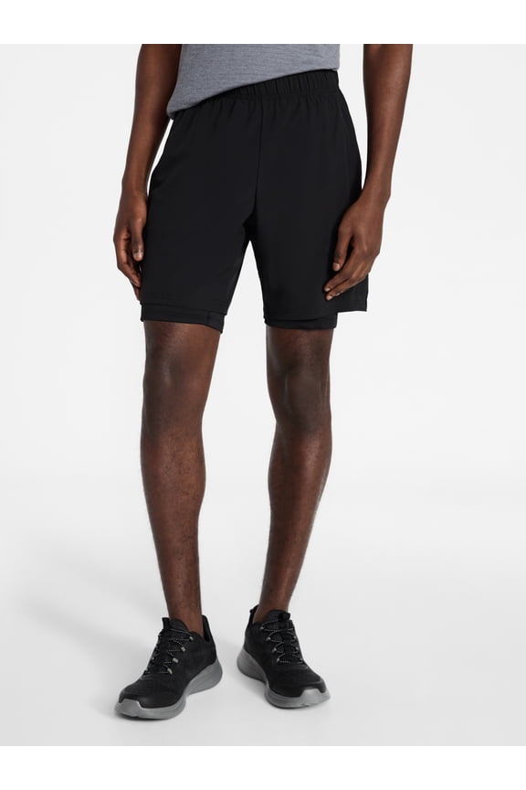 Men's and Big Men's 2 in 1 Gym Shorts with Liner, 6" & 8" Inseams, Sizes S-3XL