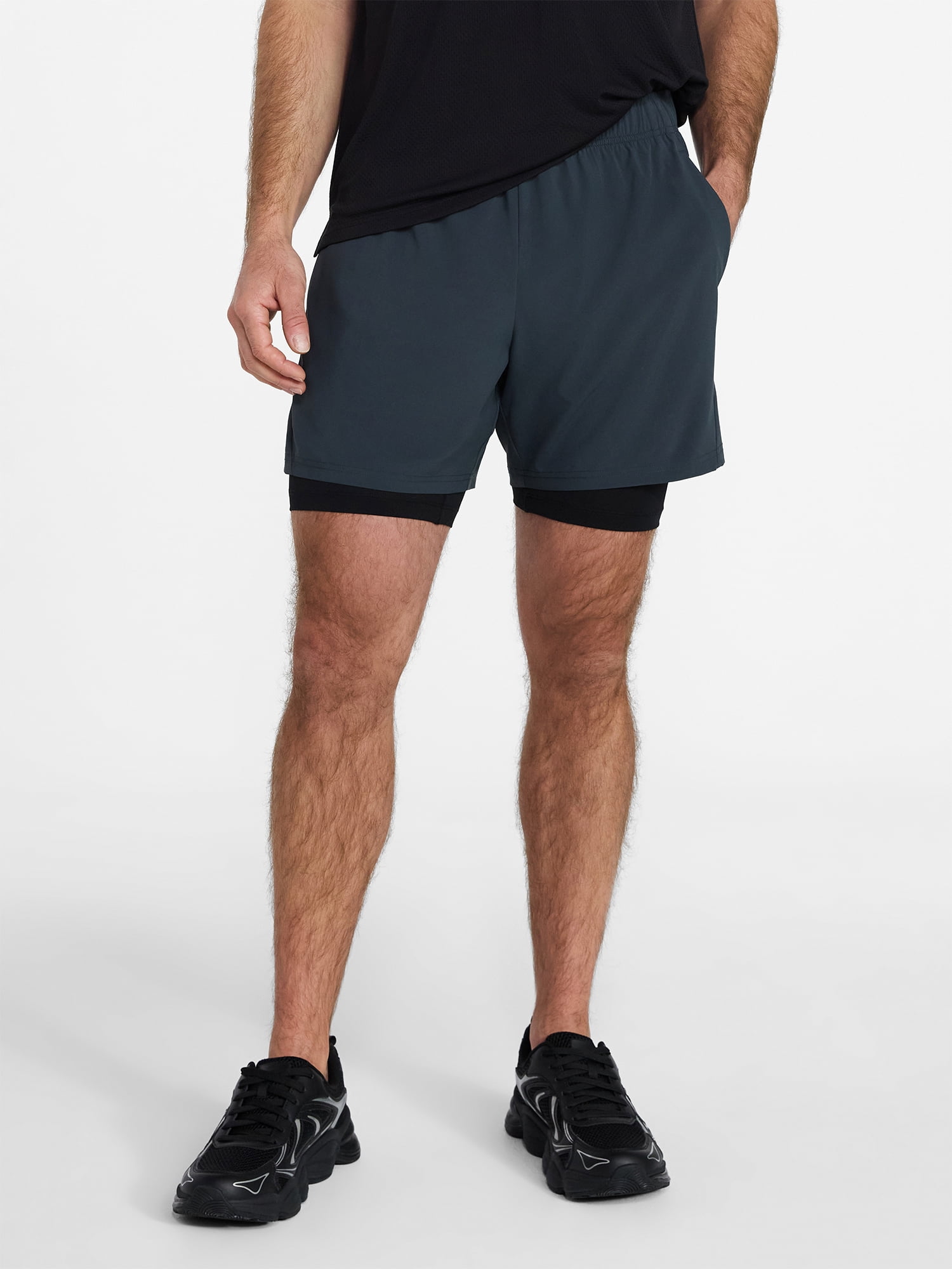 Athletic Works Men's and Big Men's 2 in 1 Gym Shorts with Liner, 6" & 8" Inseams, Sizes S-3XL