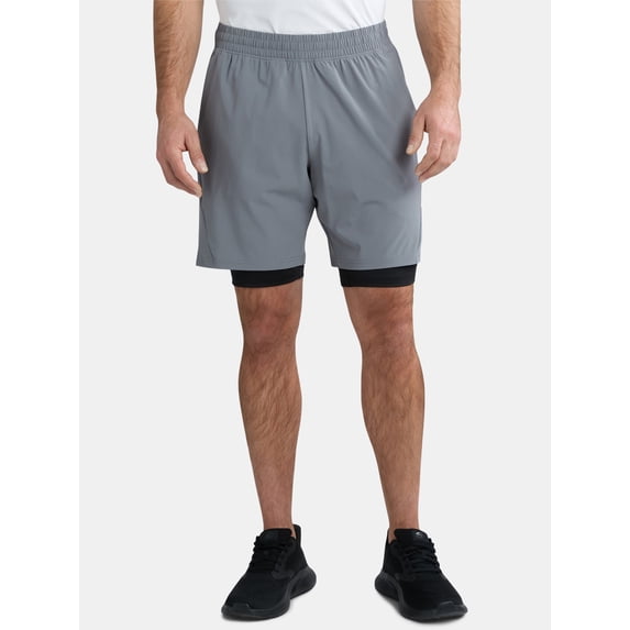 Athletic Works Men's and Big Men's 2 in 1 Gym Shorts with Liner, 6" & 8" Inseams, Sizes S-3XL