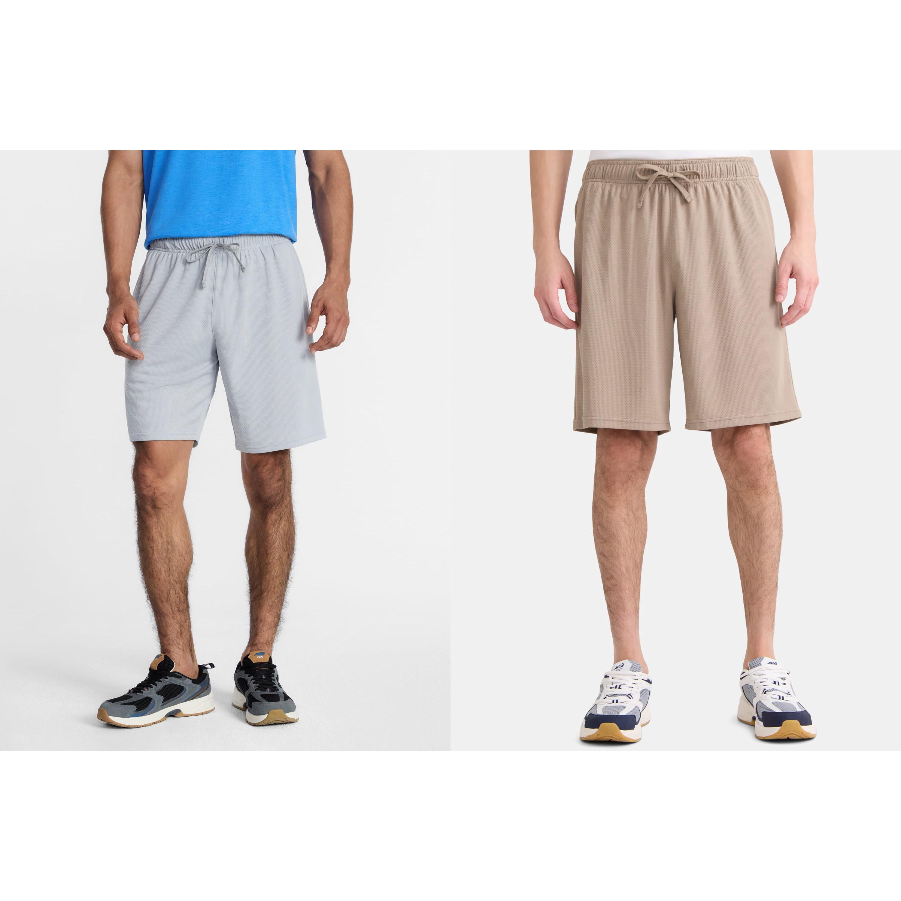 2-Pack Athletic Works Men's and Big Men's Active Mesh Shorts, 9" Inseam, Sizes XS-5XL
