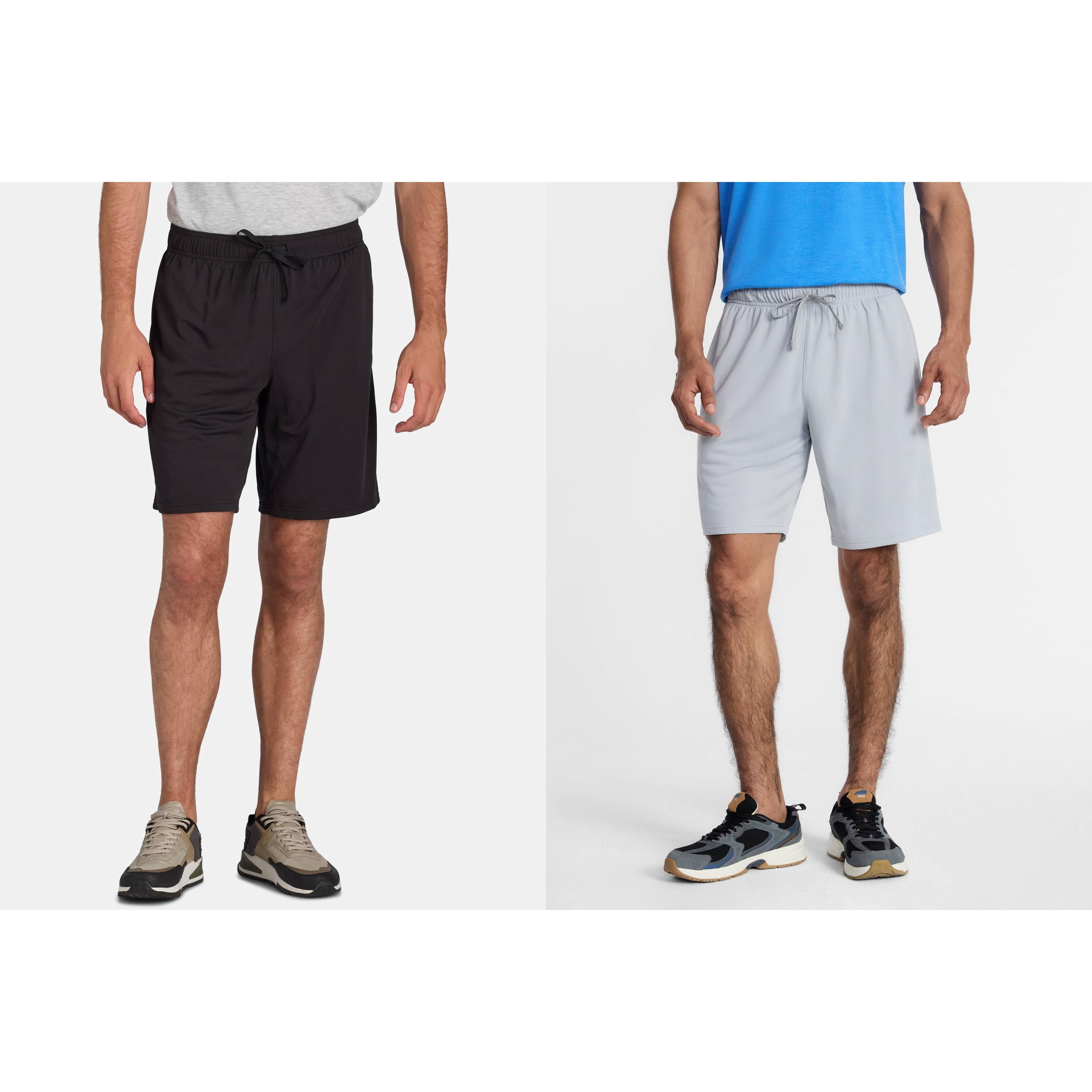 2-Pack Athletic Works Men's and Big Men's Active Mesh Shorts, 9" Inseam, Sizes XS-5XL