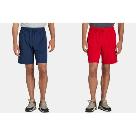 2-Pack Athletic Works Men's and Big Men's Active Mesh Shorts, 9" Inseam, Sizes XS-5XL