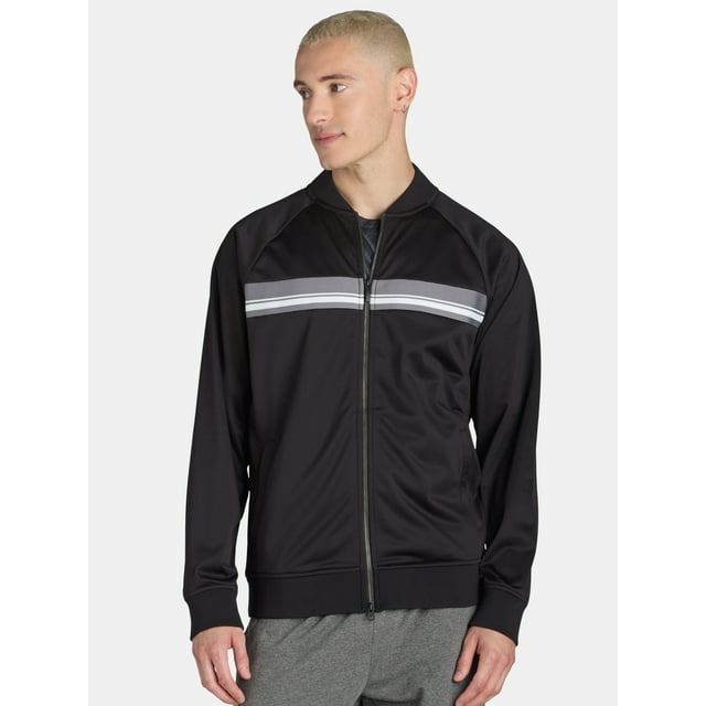 Athletic Works Men's and Big Men's Baseball Collar Tricot Jacket, Sizes