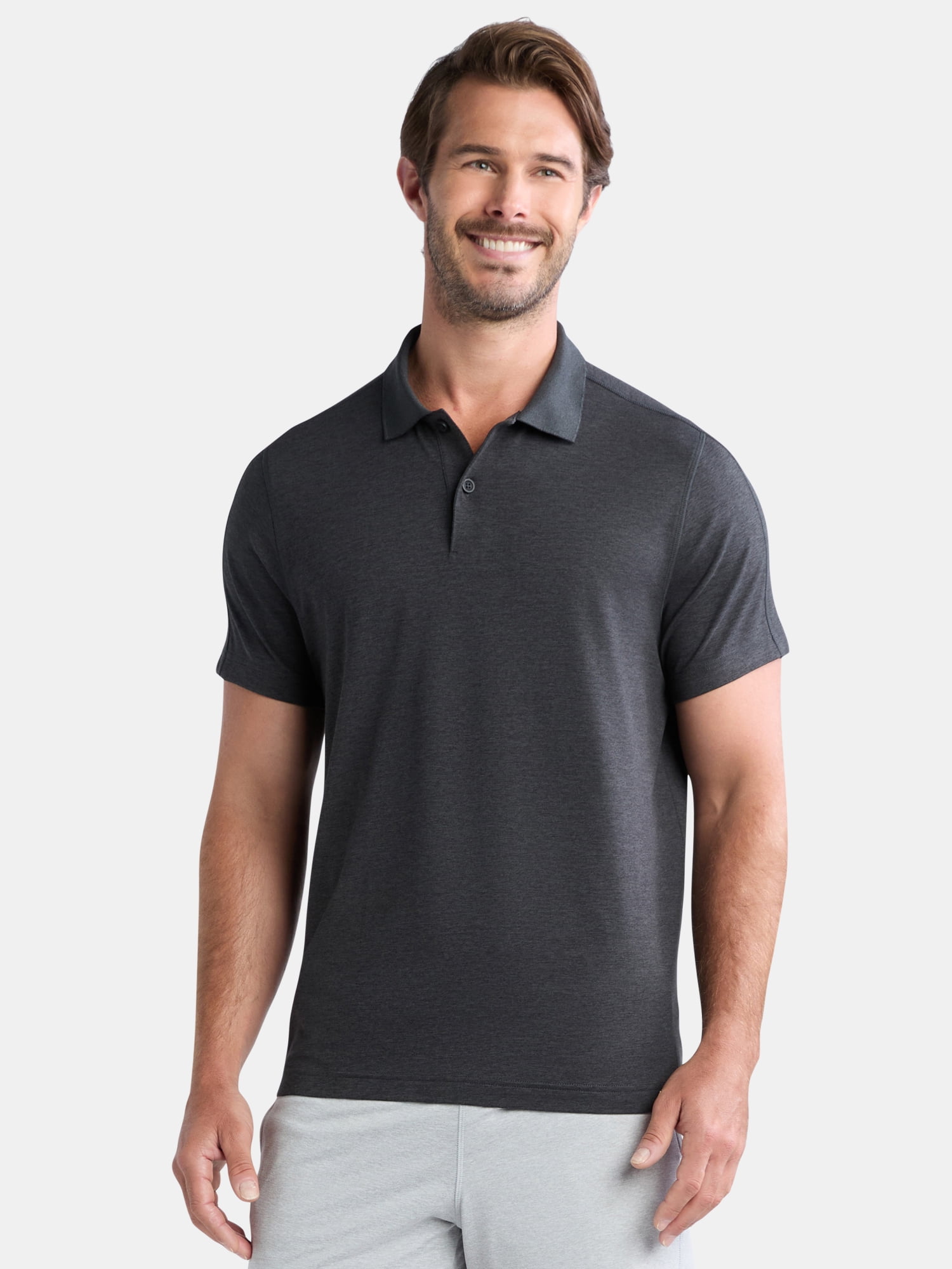 Athletic Works Men's and Big Men's ButterCore Polo Shirt, Sizes XS-5XL
