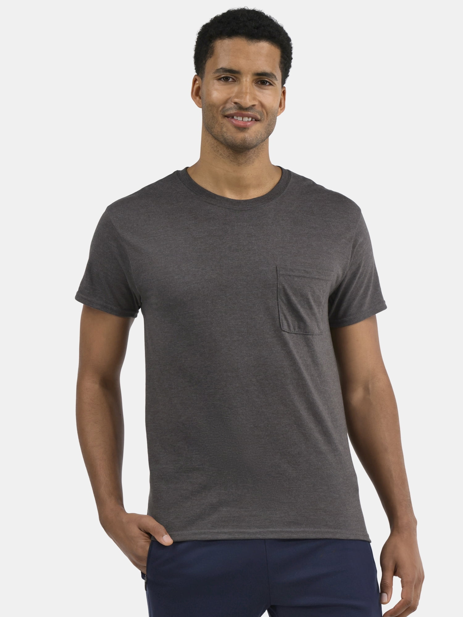 Athletic Works Men's and Big Men's Cotton Pocket Tee, 4-Pack, Sizes XS-5XL