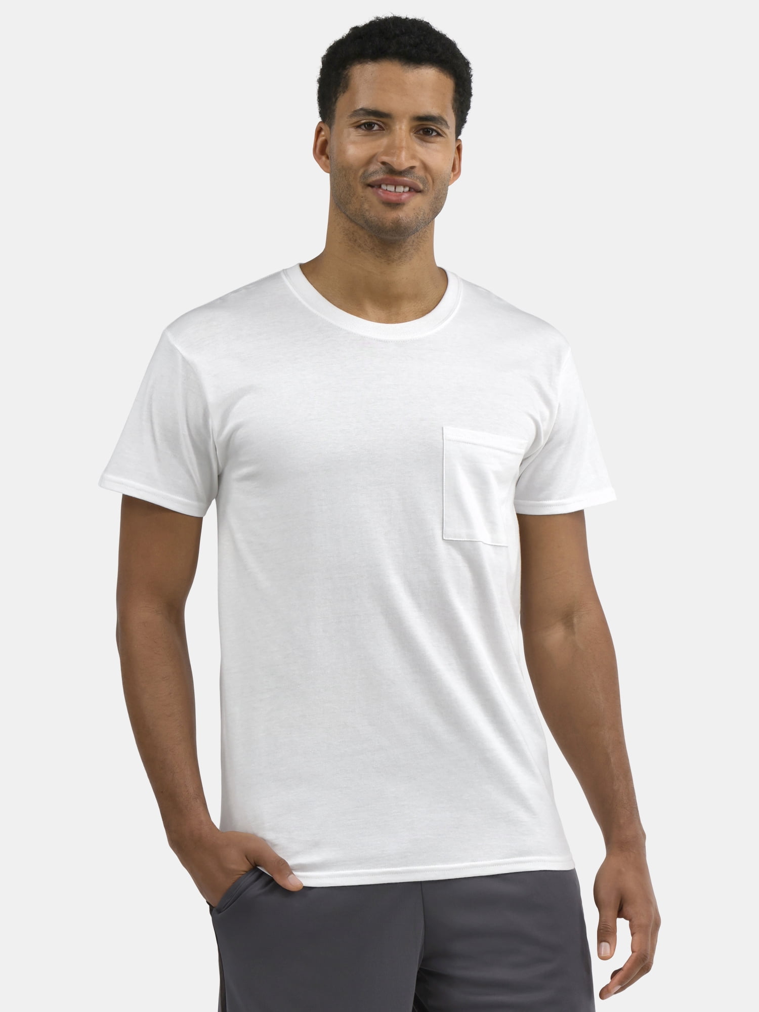 Athletic Works Men's and Big Men's Cotton Pocket Tee, 4-Pack, Sizes XS-5XL