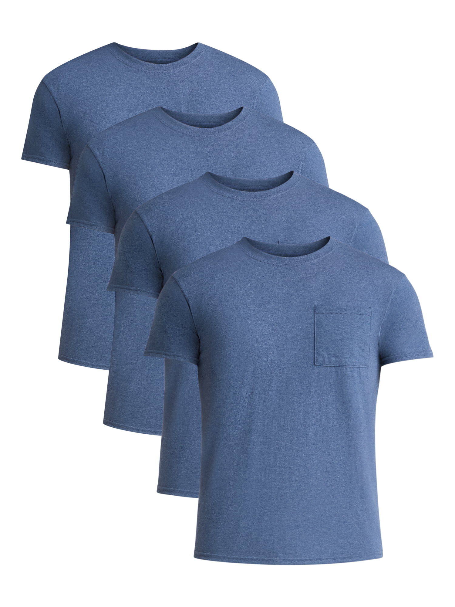 Athletic Works Men's and Big Men's Cotton Pocket Tee, 4-Pack, Sizes XS ...