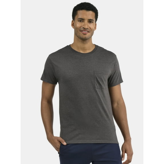 Athletic Works Men's and Big Men's Cotton Pocket Tee, Sizes XS-5XL and Tall Sizes