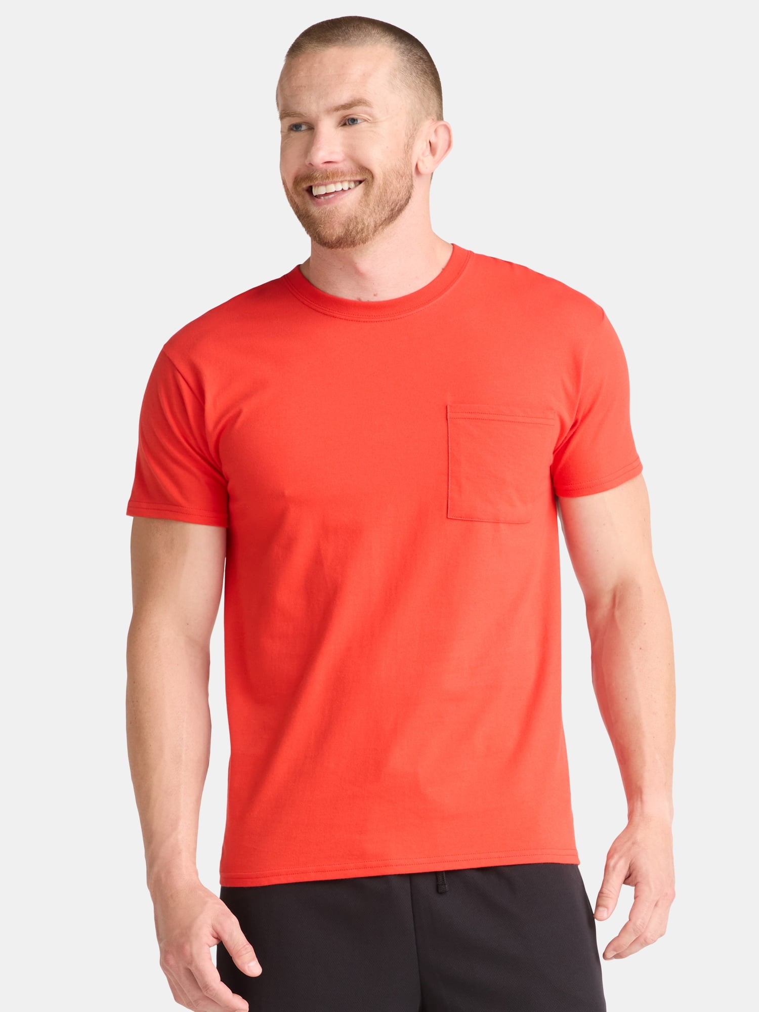 Athletic Works Men's and Big Men's Cotton Pocket Tee, Sizes XS-5XL and ...