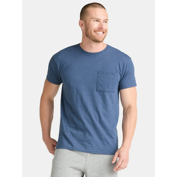 Athletic Works Men's and Big Men's Cotton Pocket Tee, Sizes XS-5XL and Tall Sizes