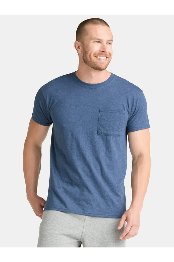 Men's and Big Men's Cotton Pocket Tee, Sizes XS-5XL and Tall Sizes