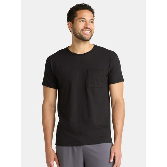 Athletic Works Men's and Big Men's Cotton Pocket Tee, Sizes XS-5XL and Tall Sizes