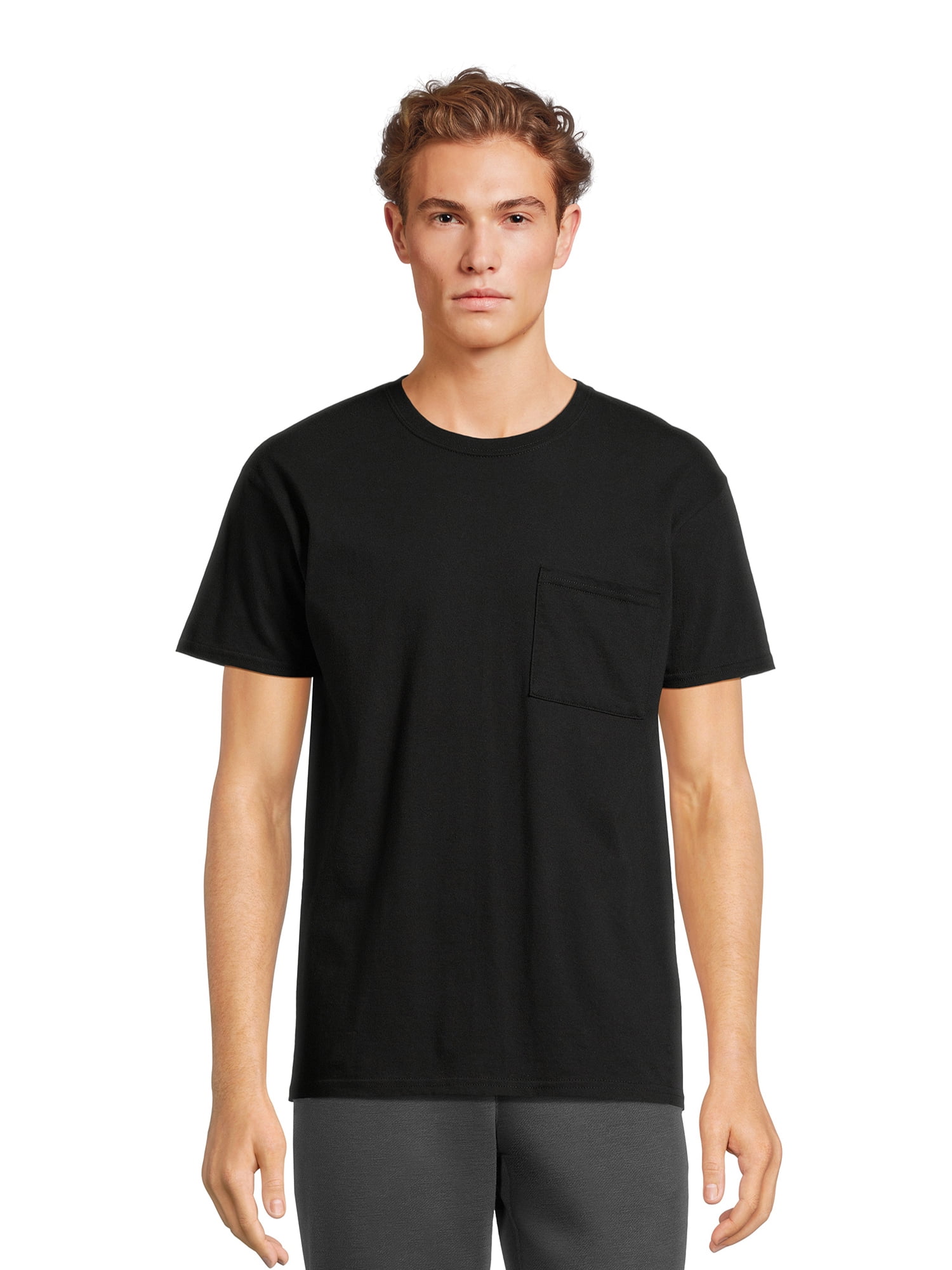 Athletic Works Men's and Big Men's Cotton Pocket T-Shirt Sizes XS to ...