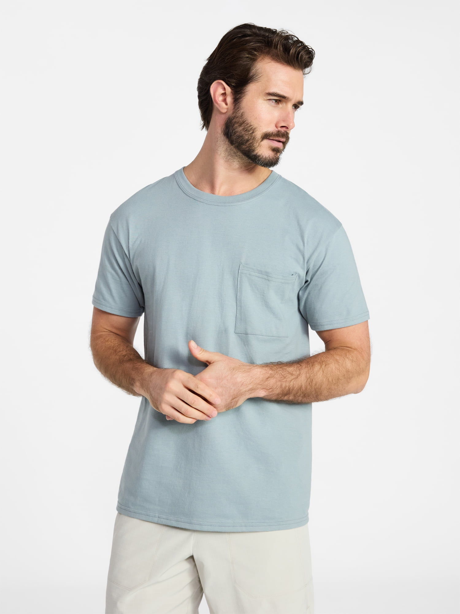 Athletic Works Men's and Big Men's Cotton Pocket Tee, Sizes XS-5XL and Tall Sizes