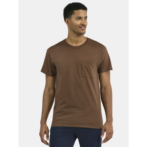 Athletic Works Men's and Big Men's Cotton Pocket Tee, Sizes XS-5XL and Tall Sizes