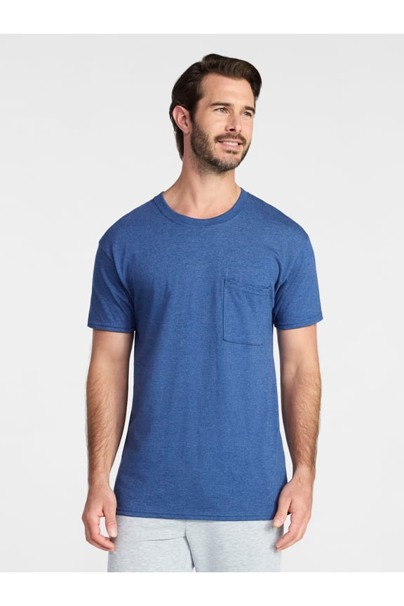 Men's and Big Men's Cotton Pocket Tee, Sizes S-5XL and Tall Sizes