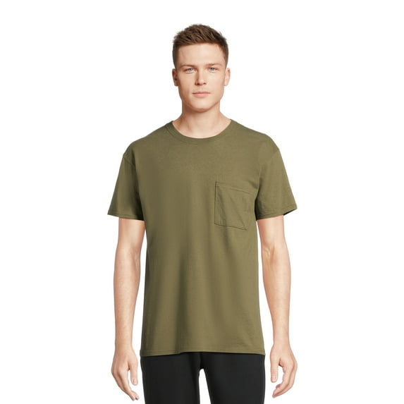 Athletic Works Men's and Big Men's Cotton Pocket Tee, Sizes XS-5XL