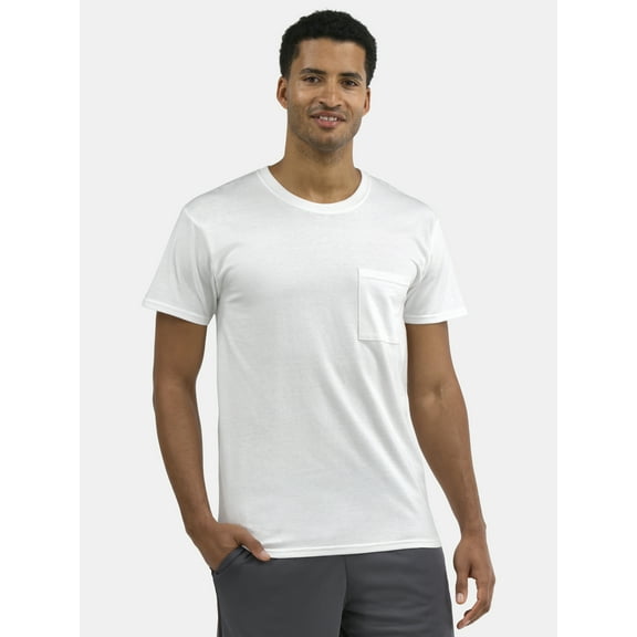 Athletic Works Men's and Big Men's Cotton Pocket Tee, Sizes XS-5XL and Tall Sizes