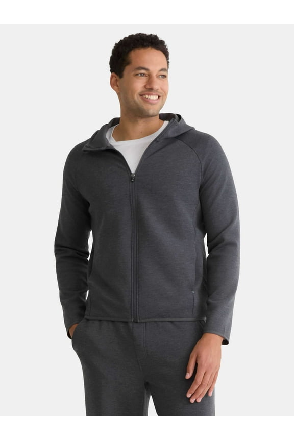 Men's and Big & Tall Fusion Double Knit Full Zip Hooded Sweatshirt Jacket, Sizes S-5XL