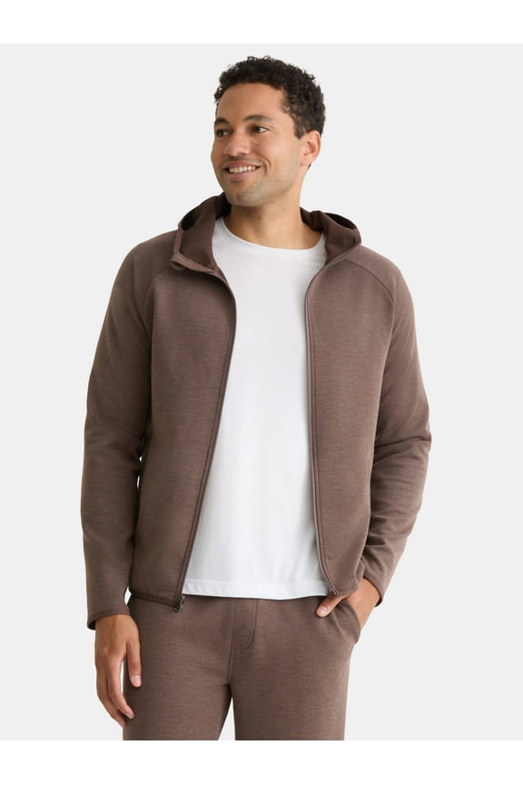 Men's and Big & Tall Fusion Double Knit Full Zip Hooded Sweatshirt Jacket, Sizes S-5XL