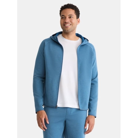 Athletic Works Men's and Big & Tall Fusion Double Knit Full Zip Hooded Sweatshirt Jacket, Sizes S-5XL