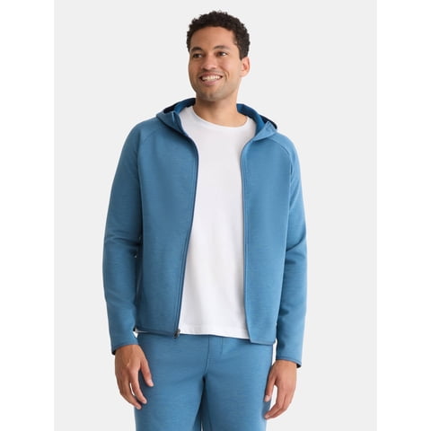 Men's and Big & Tall Fusion Double Knit Full Zip Hooded Sweatshirt Jacket, Sizes S-5XL