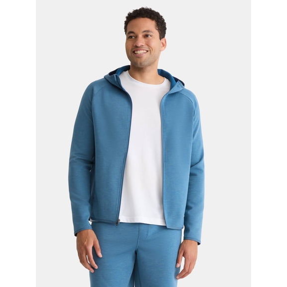 Athletic Works Men's and Big & Tall Fusion Double Knit Full Zip Hooded Sweatshirt Jacket, Sizes S-5XL