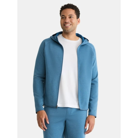 Athletic Works Men's and Big & Tall Fusion Double Knit Full Zip Hooded Sweatshirt Jacket, Sizes S-5XL