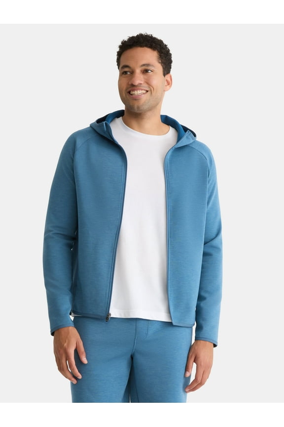 Men's and Big & Tall Fusion Double Knit Full Zip Hooded Sweatshirt Jacket, Sizes S-5XL