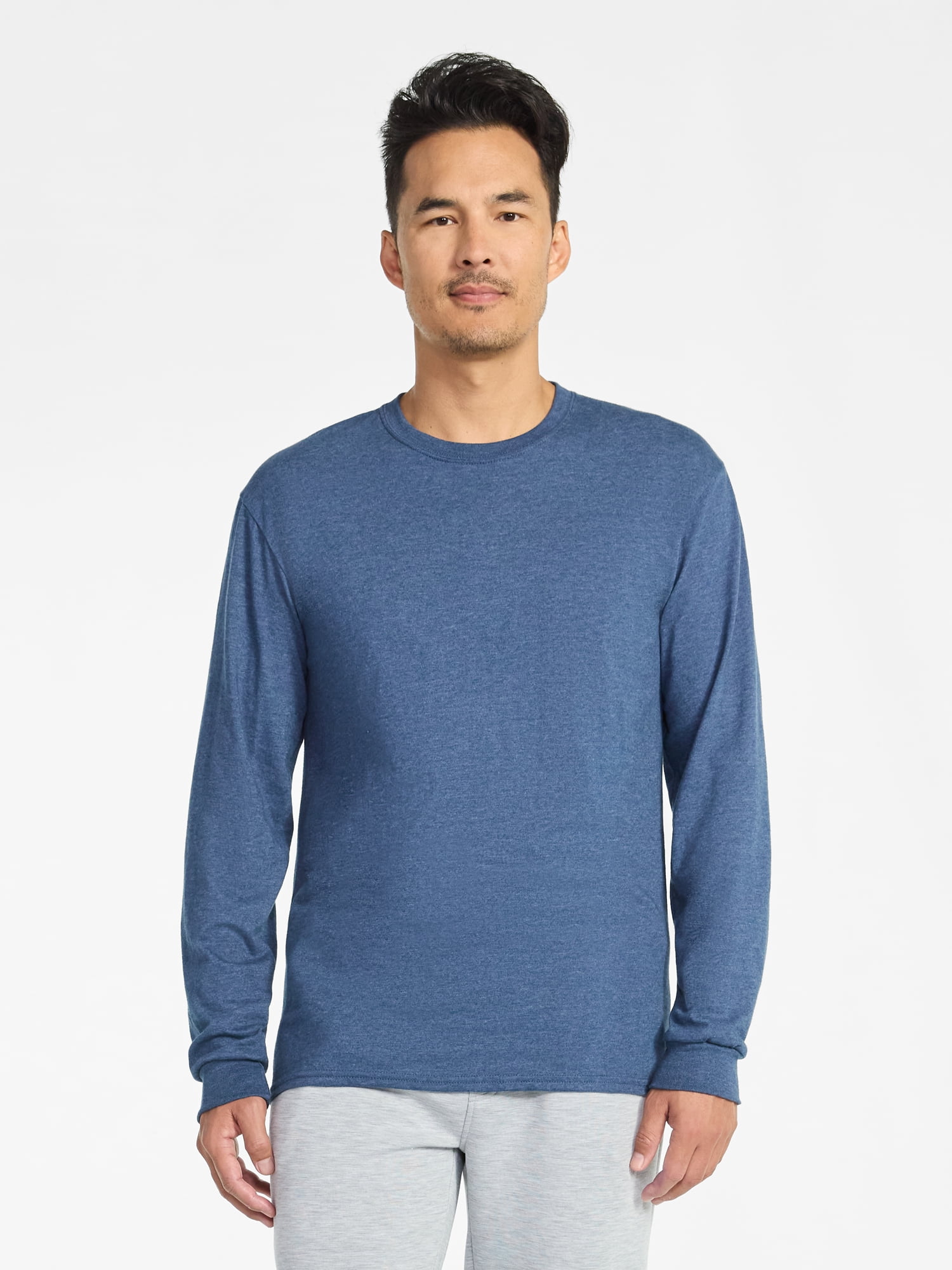Athletic Works Men's and Big Men's Cotton Tee with Long Sleeves, Sizes S-3XL