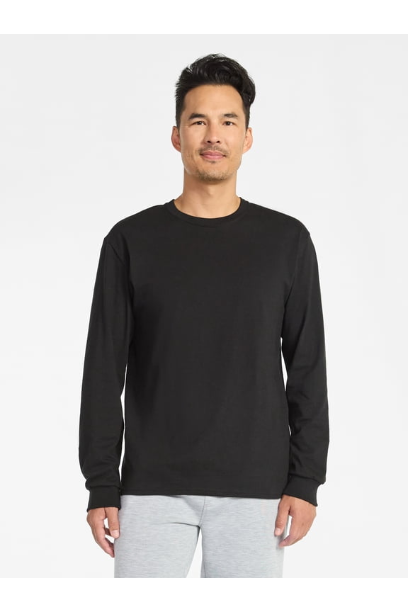 Men's and Big Men's Cotton Tee with Long Sleeves, Sizes S-3XL