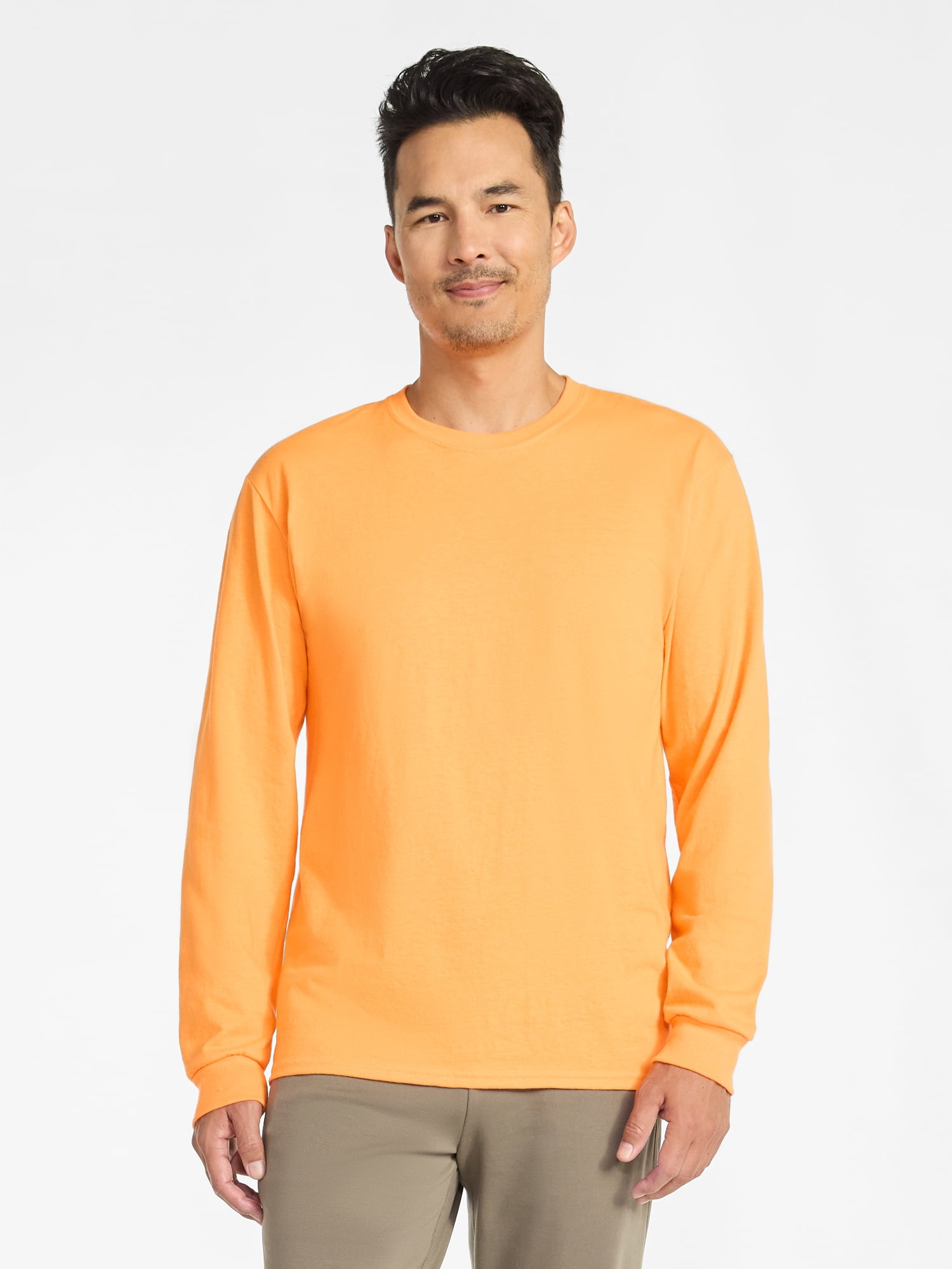 Athletic Works Men's and Big Men's Cotton Tee with Long Sleeves, Sizes S-3XL