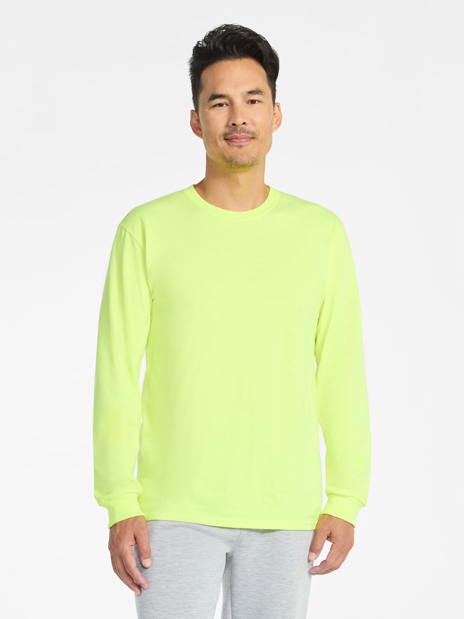 Athletic Works Men's and Big Men's Cotton Tee with Long Sleeves, Sizes S-3XL