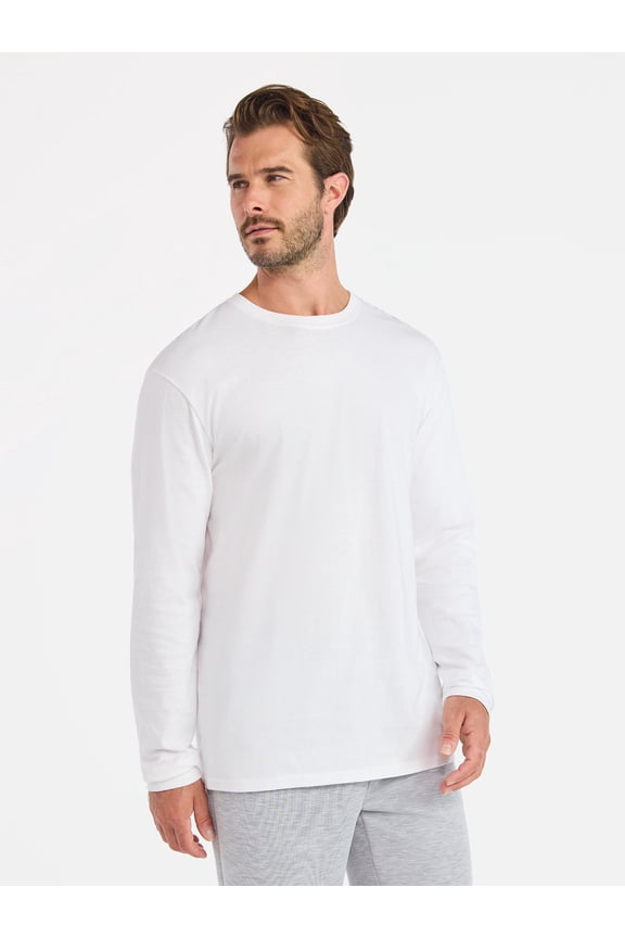 Men's and Big Men's Cotton Tee with Long Sleeves, Sizes S-3XL