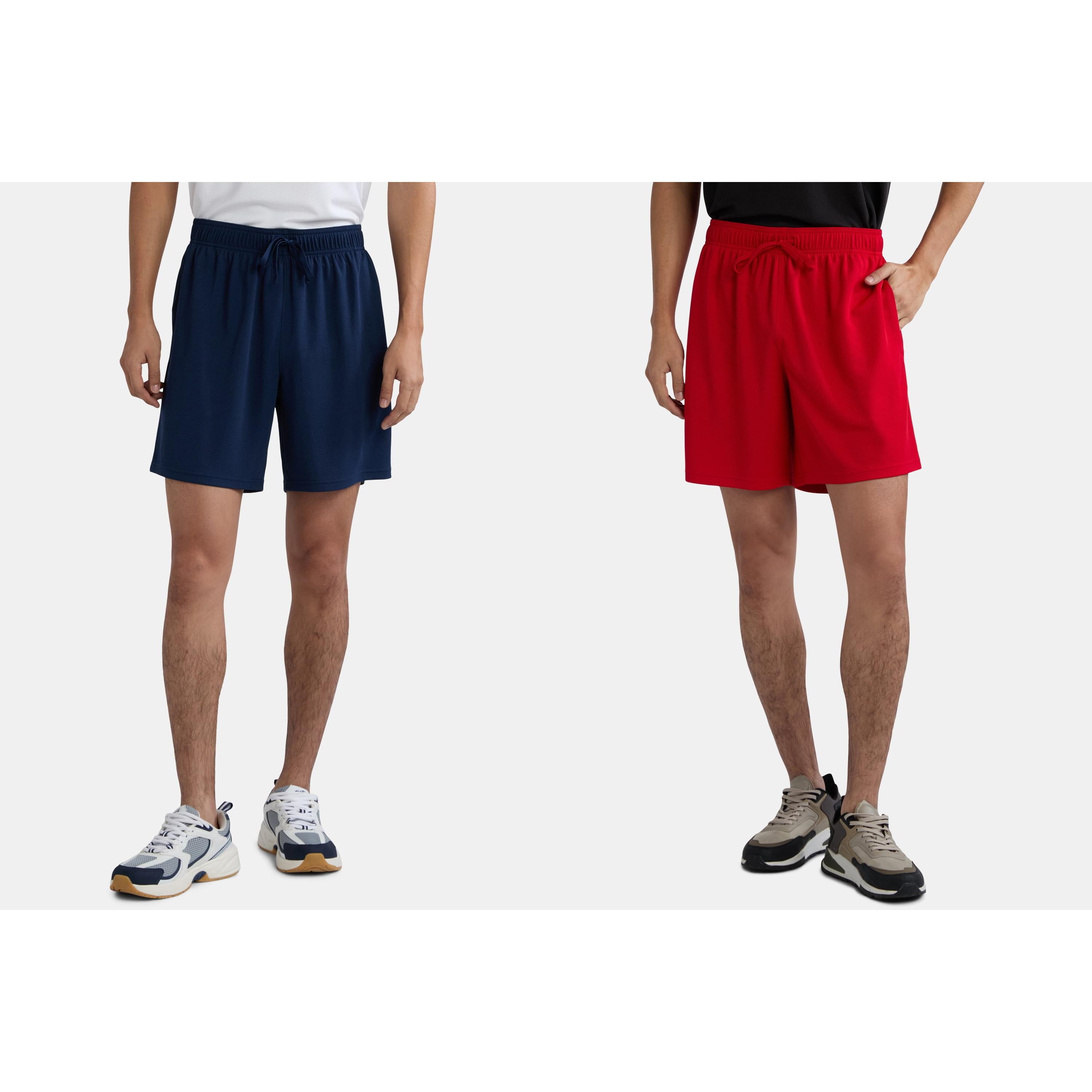 Athletic Works Men's and Big Men's Active Mesh Shorts, 7" Inseam, 2-Pack, Sizes XS-5XL