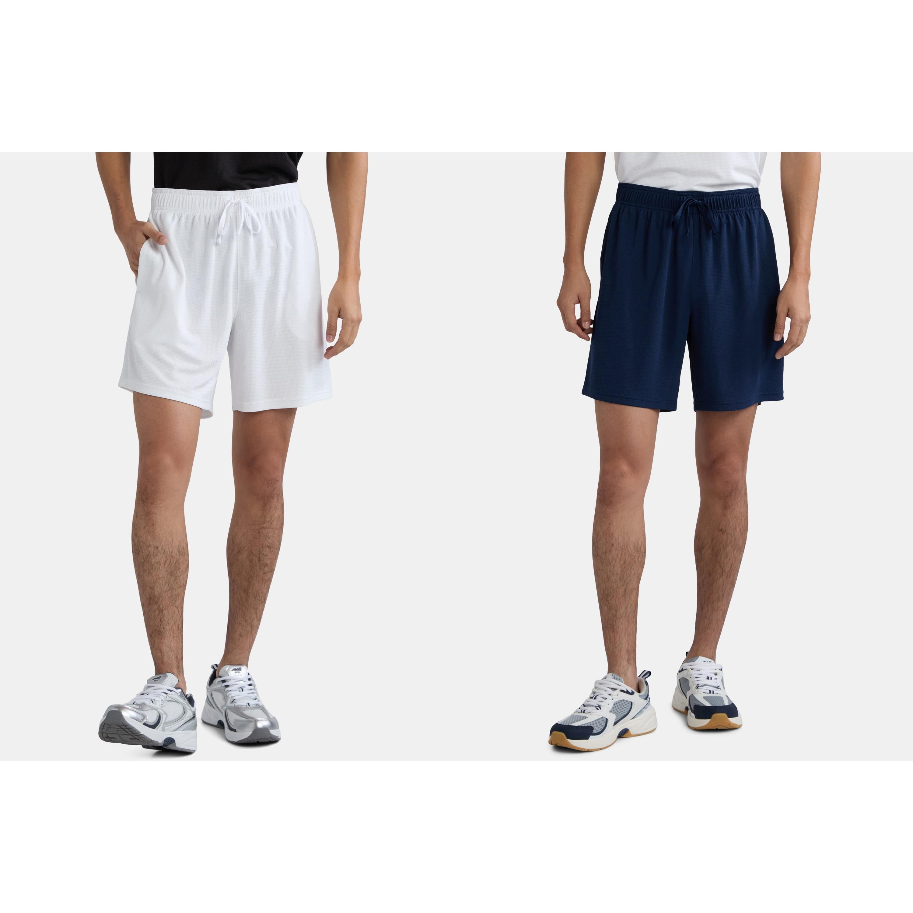 Athletic Works Men's and Big Men's Active Mesh Shorts, 7" Inseam, 2-Pack, Sizes XS-5XL