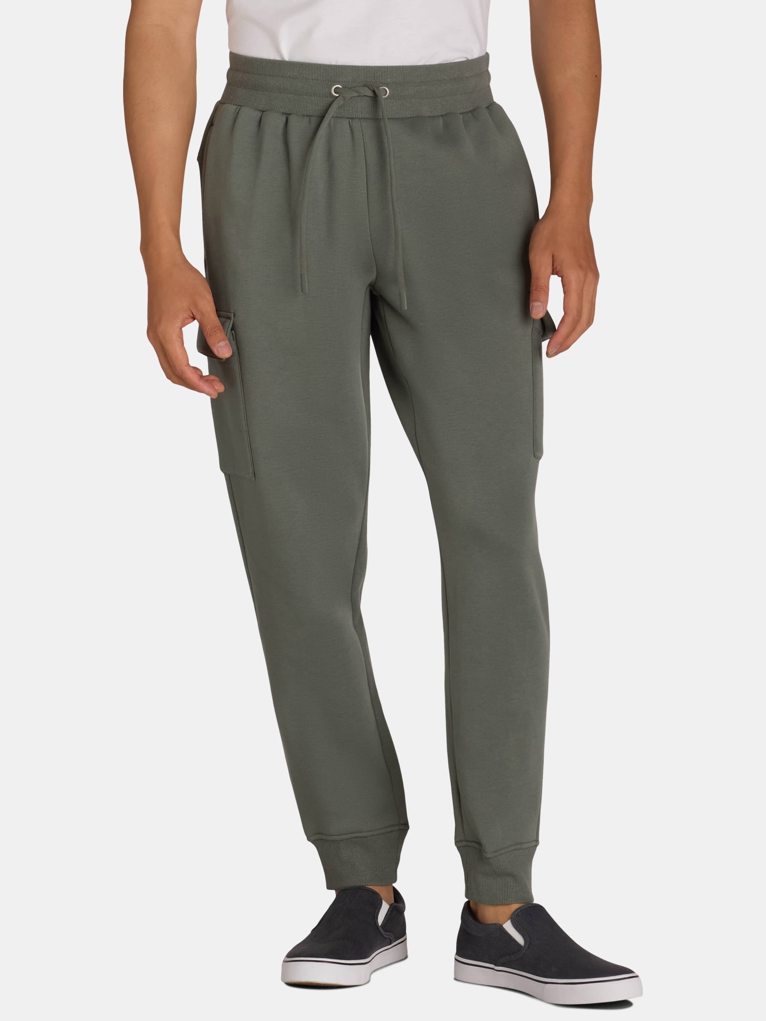 Athletic Works Men's and Big Men's Strata Fleece Cargo Joggers