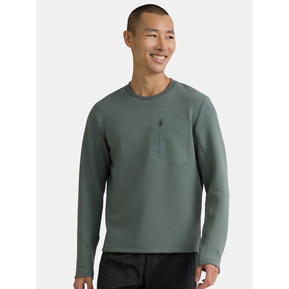 Athletic Works Men's and Big Men’s Textured Sweatshirt with Zipper Pocket, Sizes S-3XL
